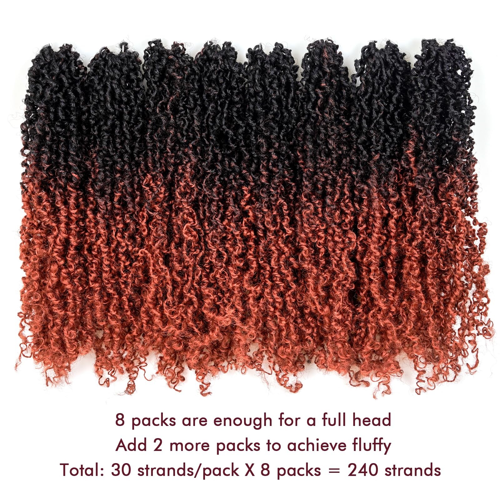 Gix Yanky Twist – 12 Inch 8 Packs 30 Strands/Pcs Ombre Ginger