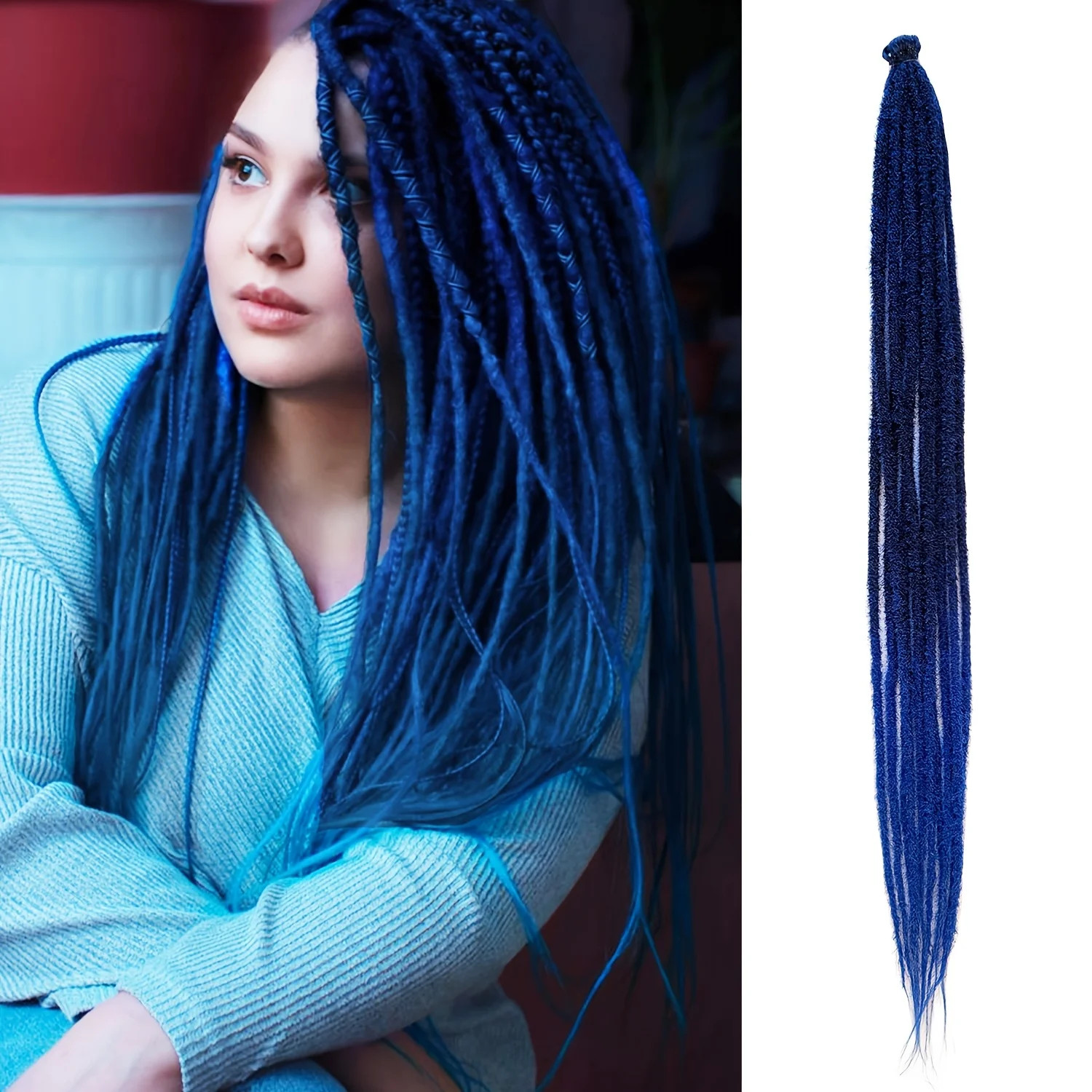 24 Inch Pre Stretched Dreadlock Extensions 1 Pack 10 Strands Synthetic Handmade