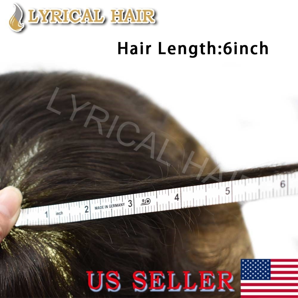 US French Lace Front Mens Toupee Human Hair Natural Hairline Durable Hair System