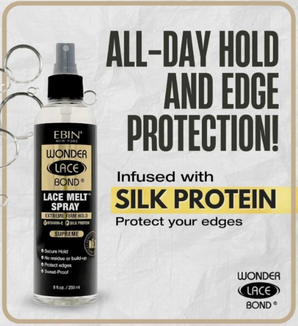 (4 PACK )EBIN New York Wonder Lace Bond Lace Melt Spray Extreme Firm Hold 8 oz
