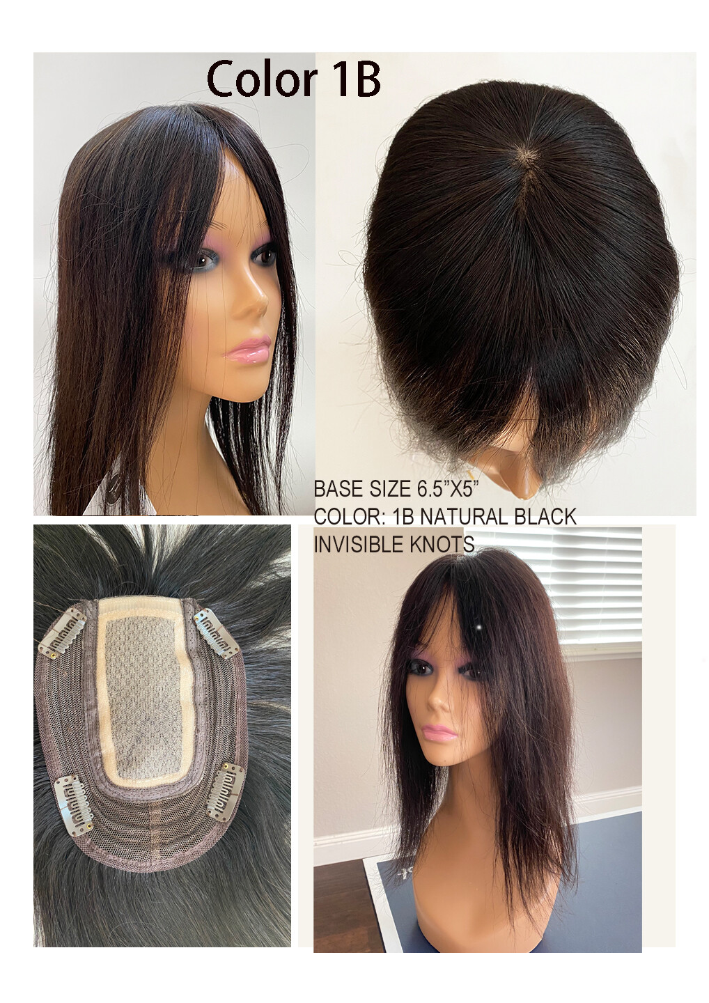 100% Human Hair Topper 14″ with hand injected Silk Top or Swiss lace top
