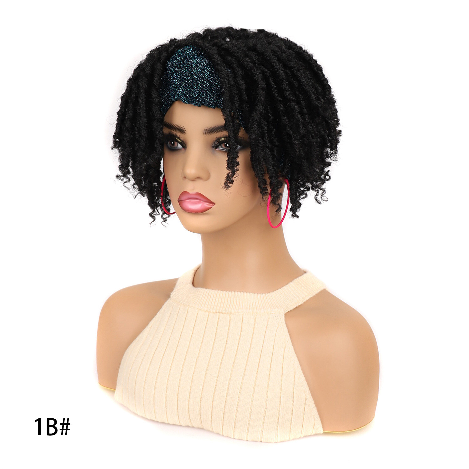 8″ Afro Faux Locs Headband Wigs Dreadlock Wigs for Women Twist Curly Hair Wigs