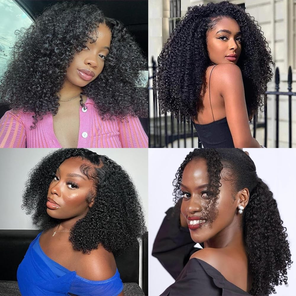 Feibin Mongolian Afro Kinky Curly Bundles Human Hair Bundles 10 12 14 Inches 4B