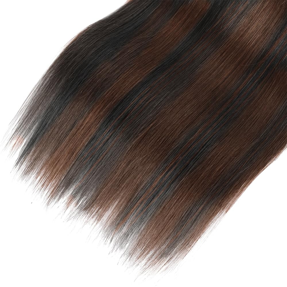 Fridnae P1B30 Bundles Highlight Straight Human Hair Bundle 8A Two Tone Black