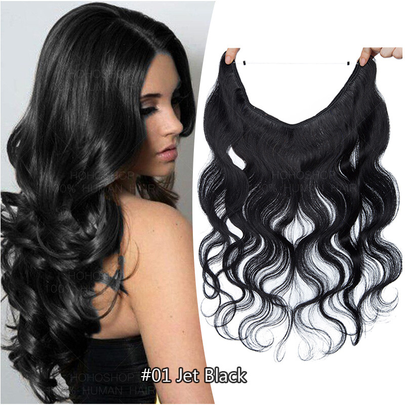 THICK Headband Wire In Remy Human Real Hair Extensions Body Wavy Straight Ombre