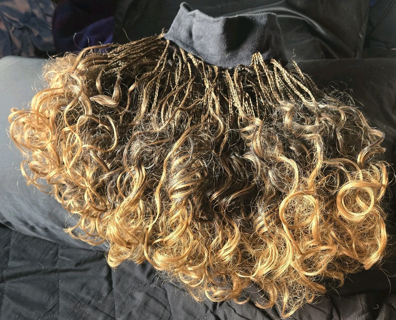 Half Braided Half Curly Headband Wig Brown Blonde Daily Wear Easy Style