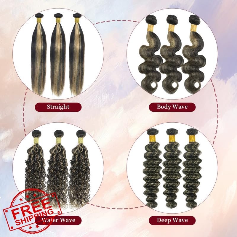 ZLFRJMV Honey Blonde Water Wave 26-30 Inch P1B/27