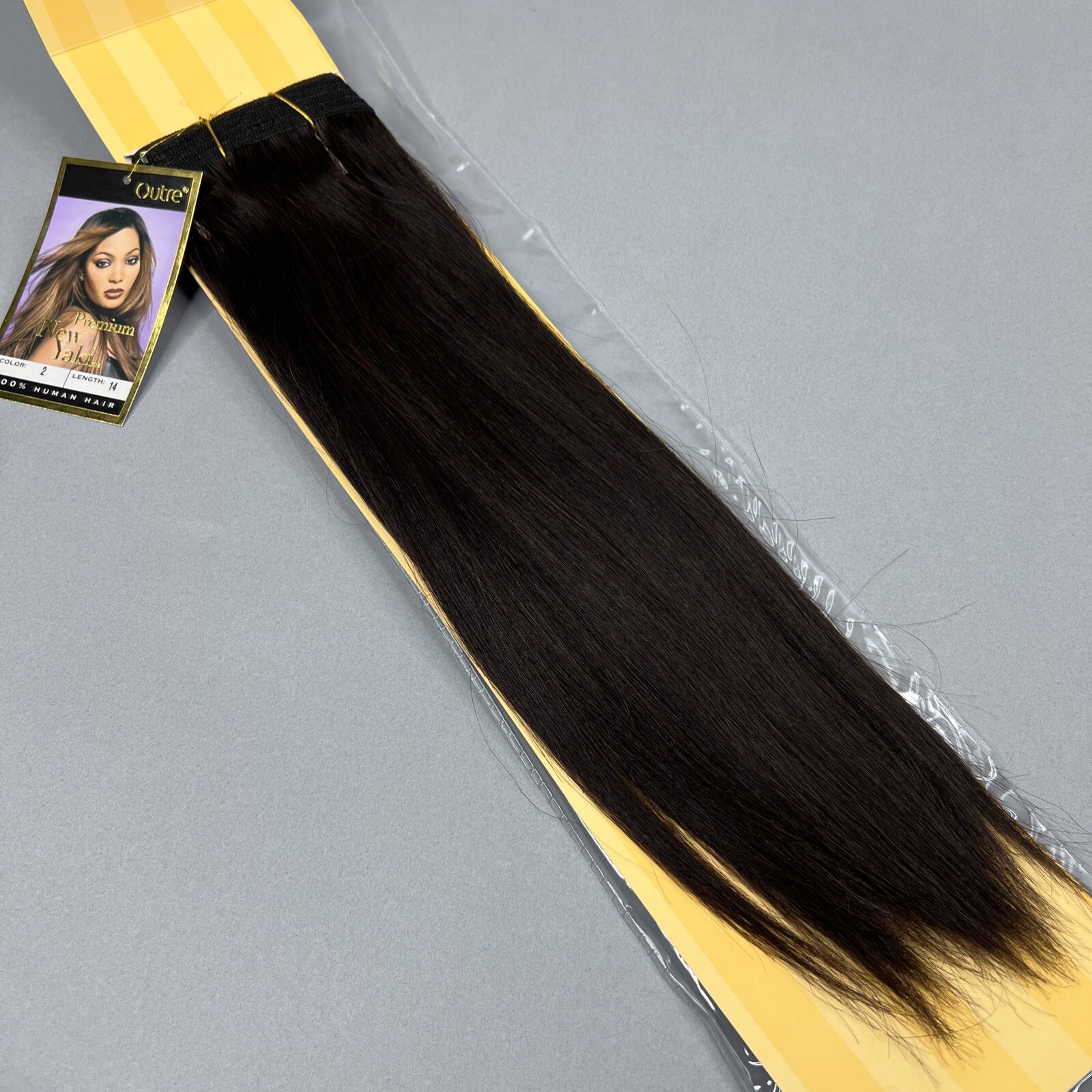 New Yaki #2 Darkest Brown 14” Straight 100% Human Hair Extensions Weft Tracks