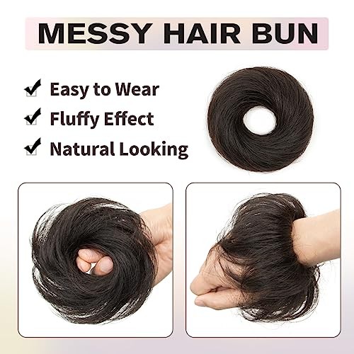 Hair Bun Natural Black Messy Bun Hair Small Messy Bun 1PCS Natural Black 1B