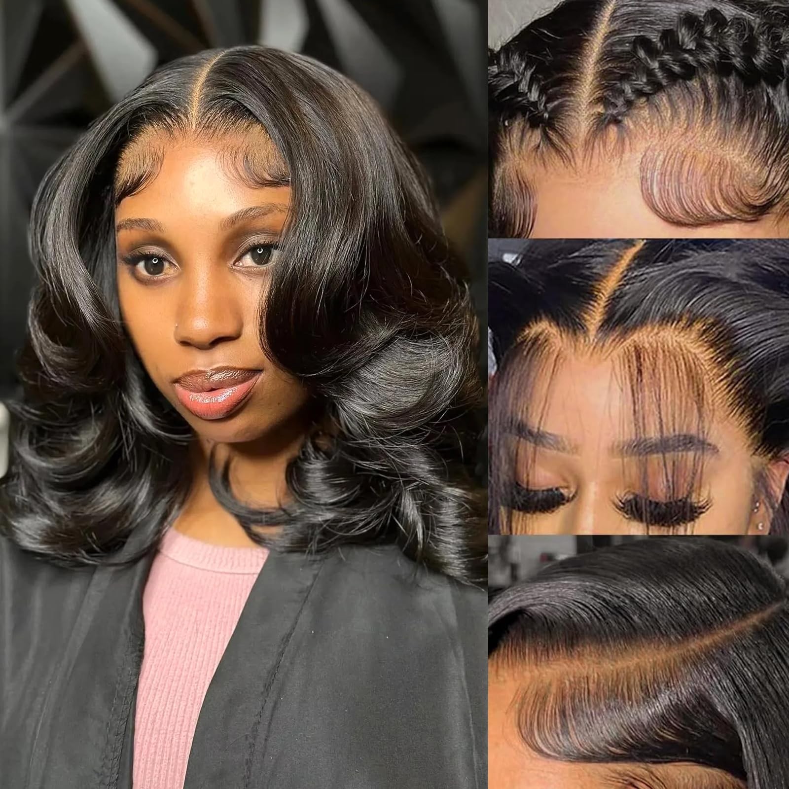 Uwlk Bob Wig Human Hair 13X6 Hd Lace Front Wigs Pre Plucked 200 Density Body