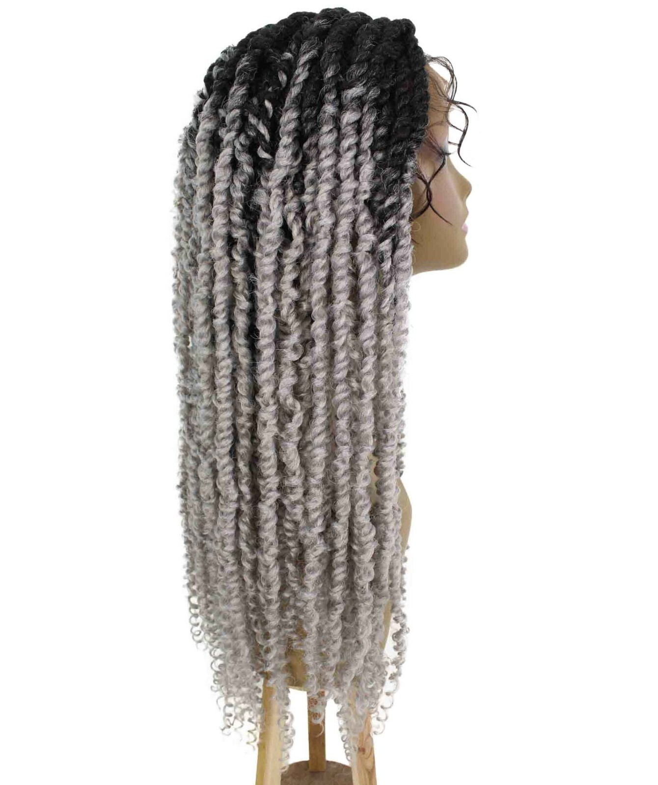 LUXLUXE Esosa Curly Esosa 31 in Long Esosa 4X4 Hand Tied Lace Braid Braided Wig