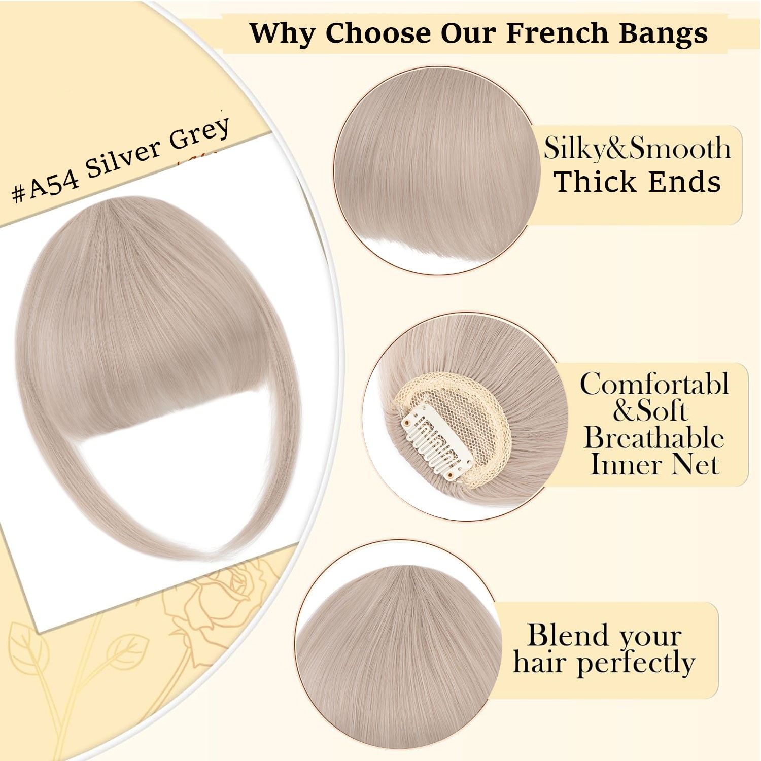 Neat Bangs Clip in Hair Extensions Thick Bangs Fringe As Human Front Hairpiece M