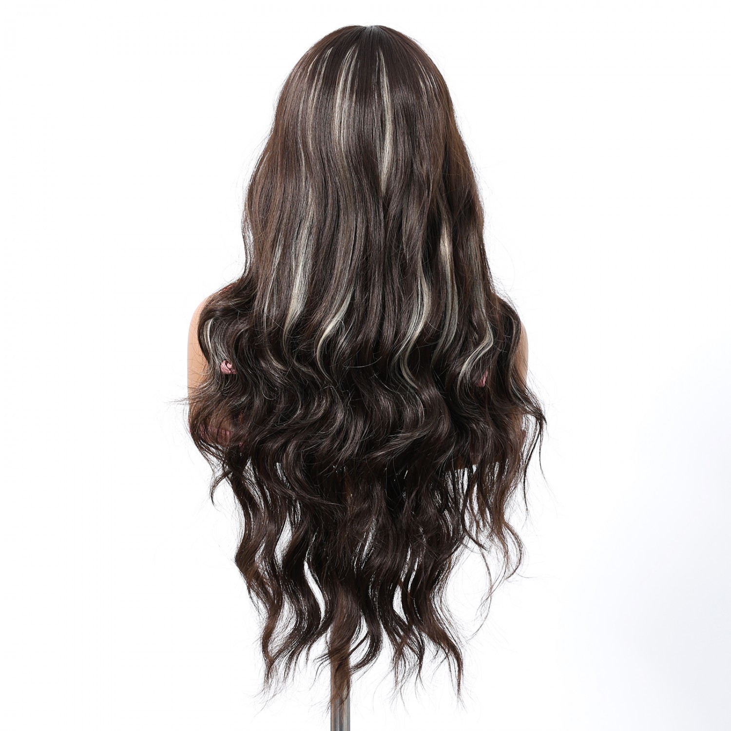 Women Long Wavy Mixed Brown blonde Heat Resistant Hair Cosplay Wigs With Fringe