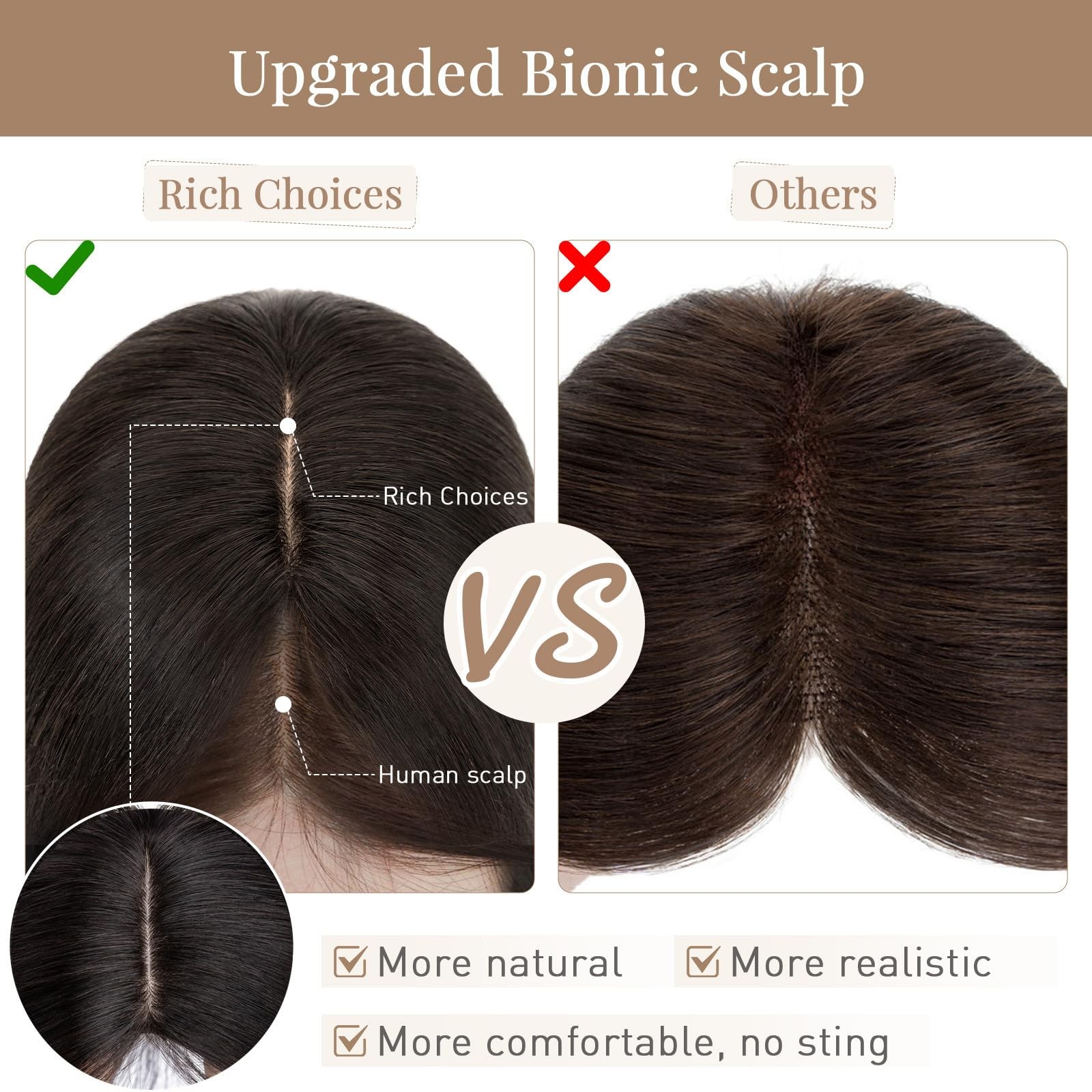 Rich Choices Hair Toppers For Women Real Human Hair No Bangs 100 Human Remy