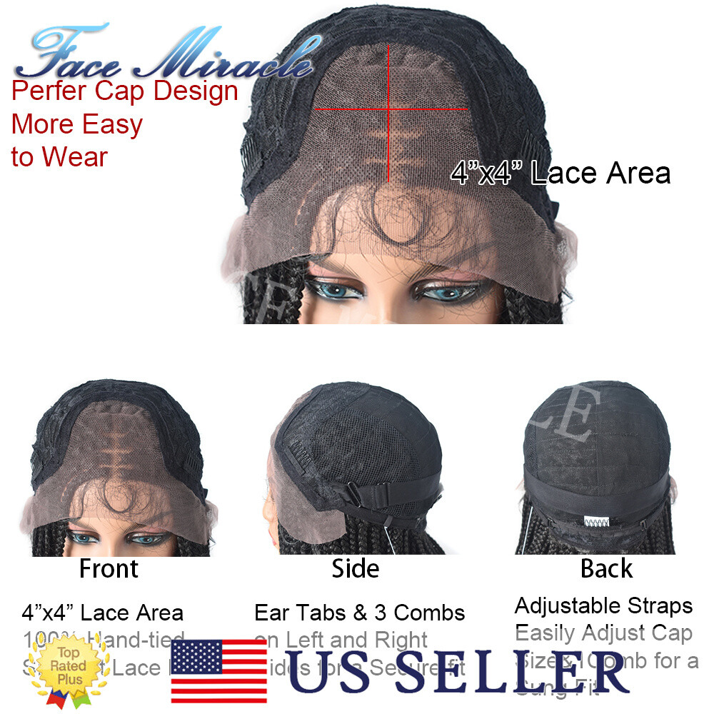 18.5″ Box Braided Wig for Black Men Synthetic Twist Braids Lace Front Baby Hair