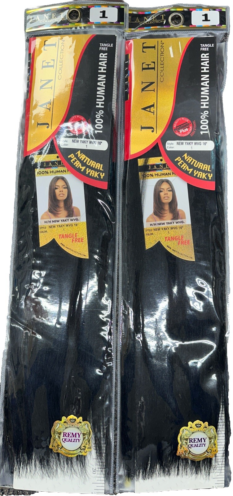 2 Packs Janet New Yaky 16” Color 1 (Jet Black) Natural Perm Yaky (legit)