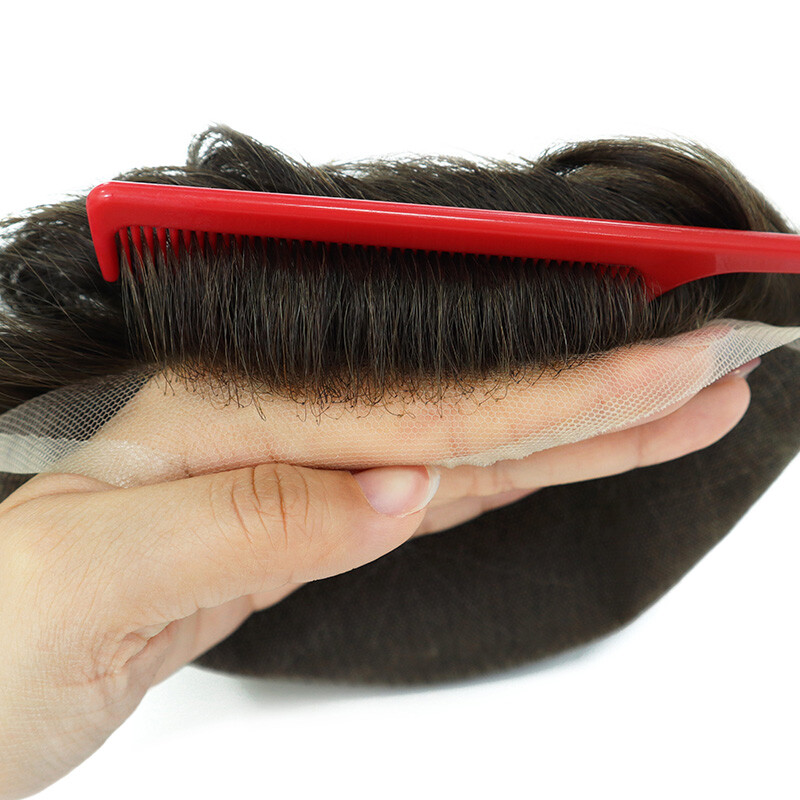 Mens Toupee Hair replacement Hairpiece for men Full French lace Mens Hair system