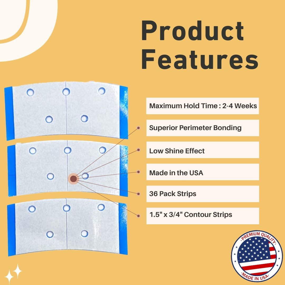 36 Pack – Made in USA – Blue Hole Punch Wig Tape Mini Strips – Double Sided A…