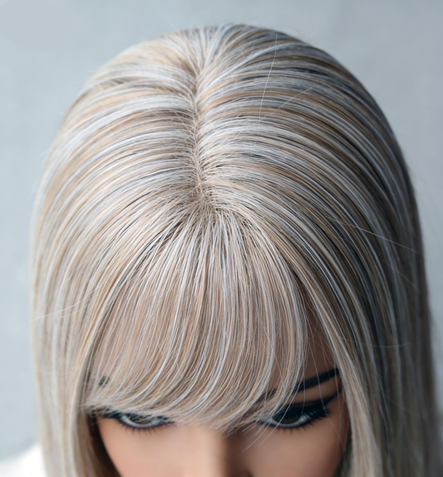 22 Inches Long Straight Hair Wig with Bangs Synthetic High Density Wig for Wo…