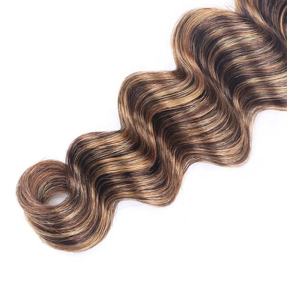 Ubinica Chocolate Honey Blonde P4/27 Human Hair Bundles 24 26 28 Inch Deep Wave