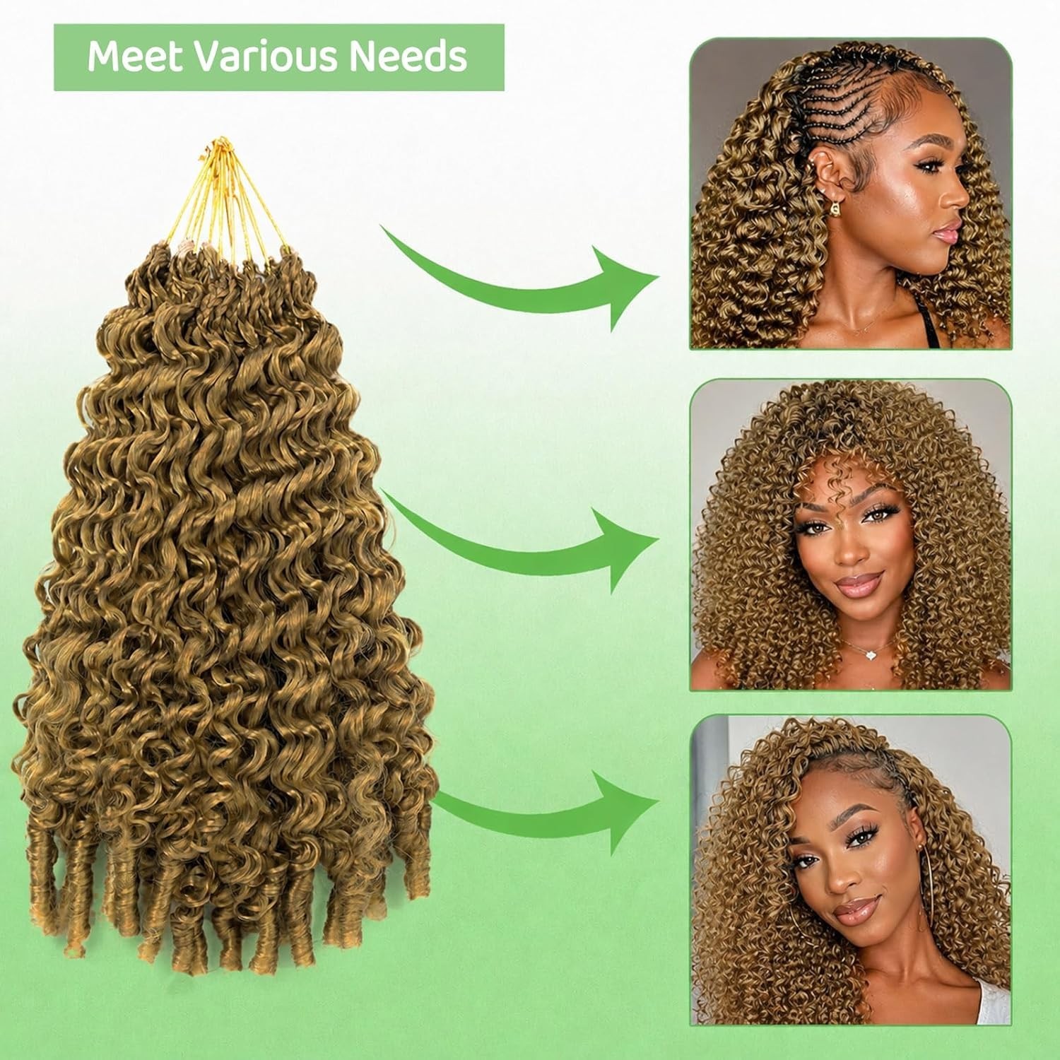 8 Packs Burmese Curly Crochet Hair 18 Inch Bohemian Braiding Hair 120 Strands