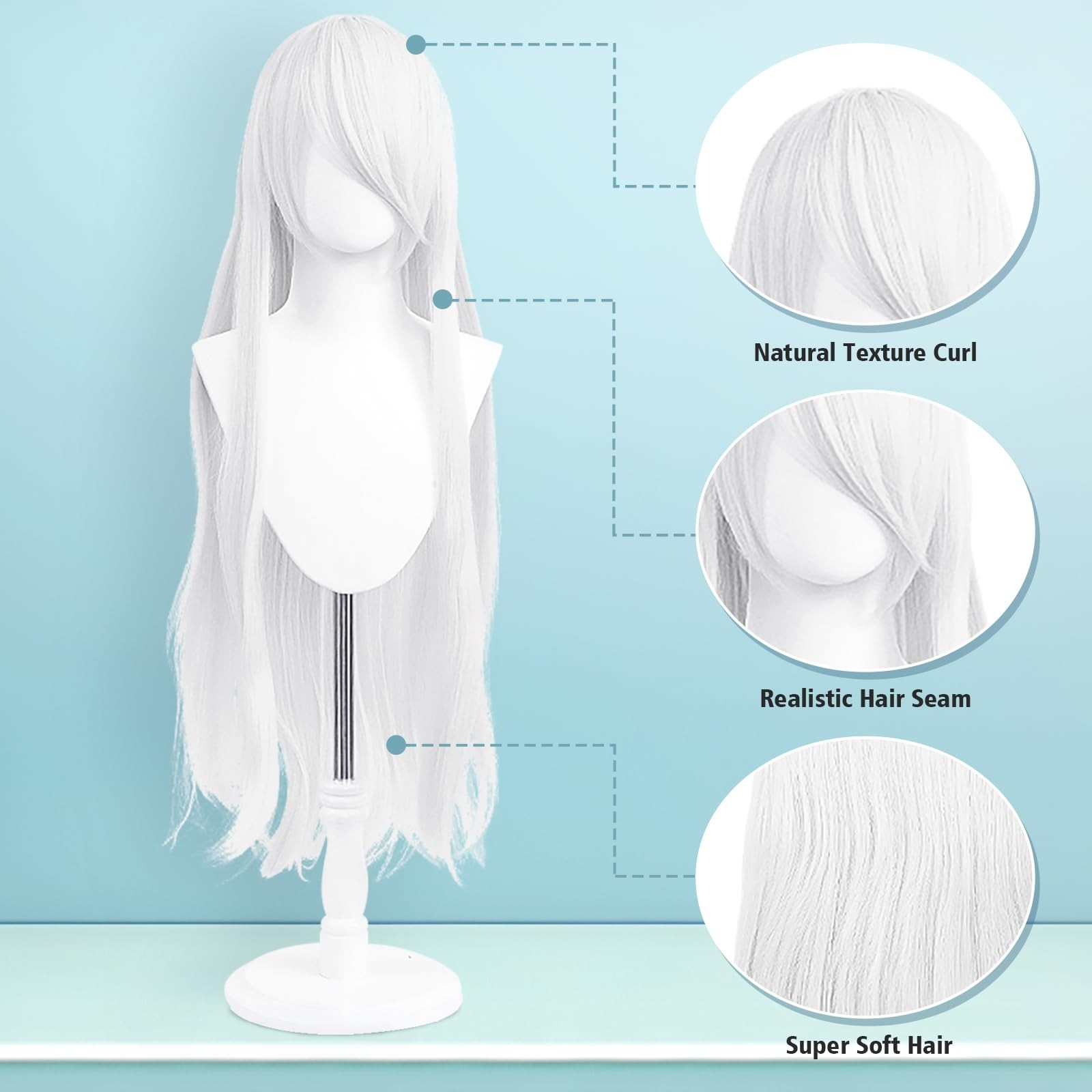 100cm / 40 Inch Long Wig, Universal Costume Wig, Perfect for Party, Festivals…