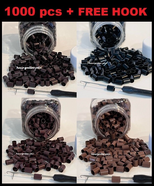 1000 pcs LARGE HOLE Copper Tube Beads Micro Link Rings for Hair Extension I-tip