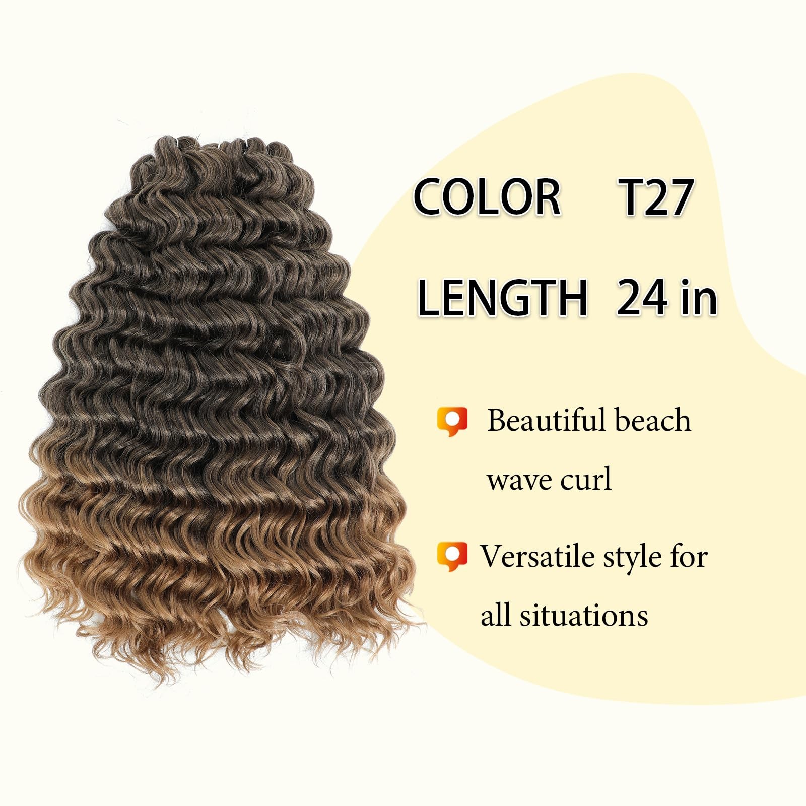 Ameli Ocean Wave Crochet Hair 24Inch Curly Braiding Hair 3Pack Wet And Wavy