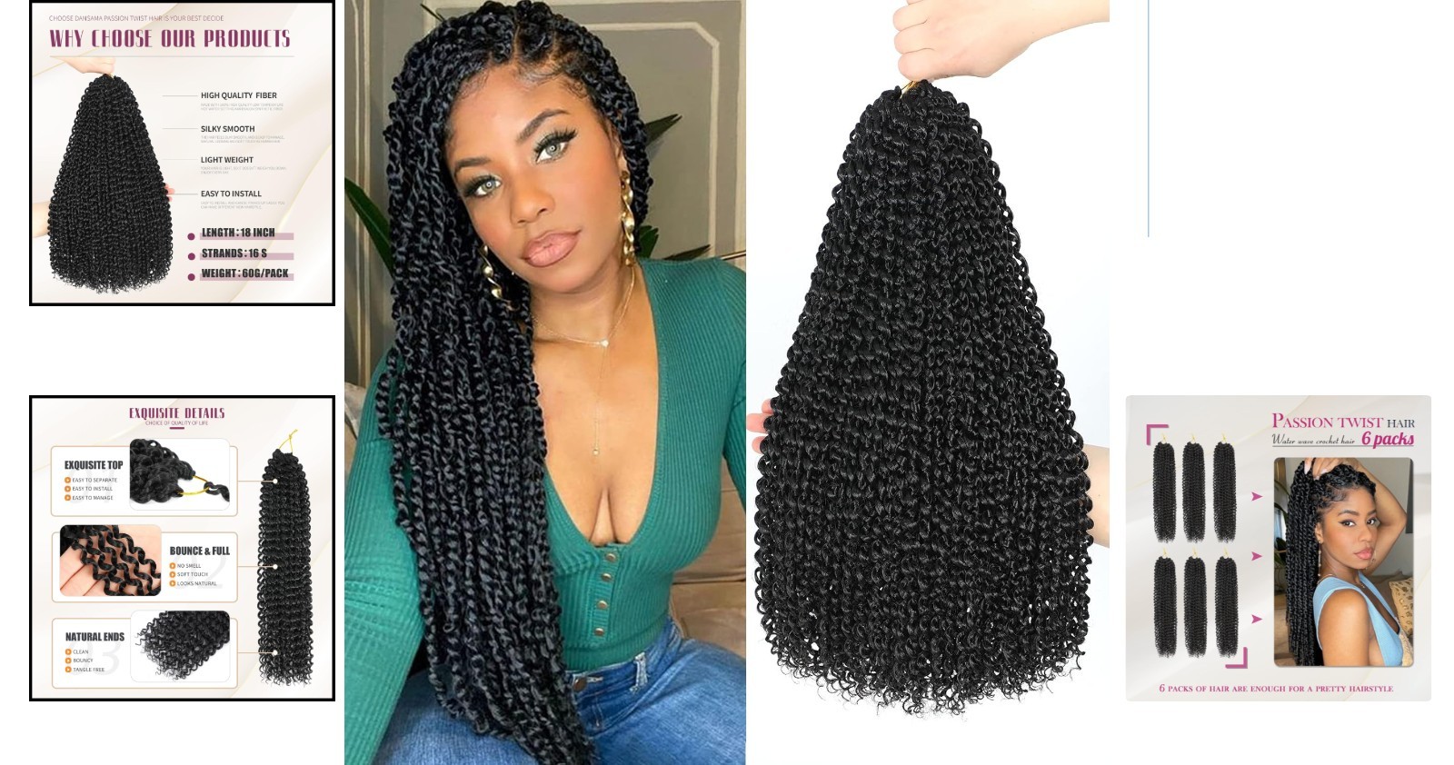 Soft & Lightweight 18 Inch Water Wave Crochet Braids – Pack of 6 for All Styles