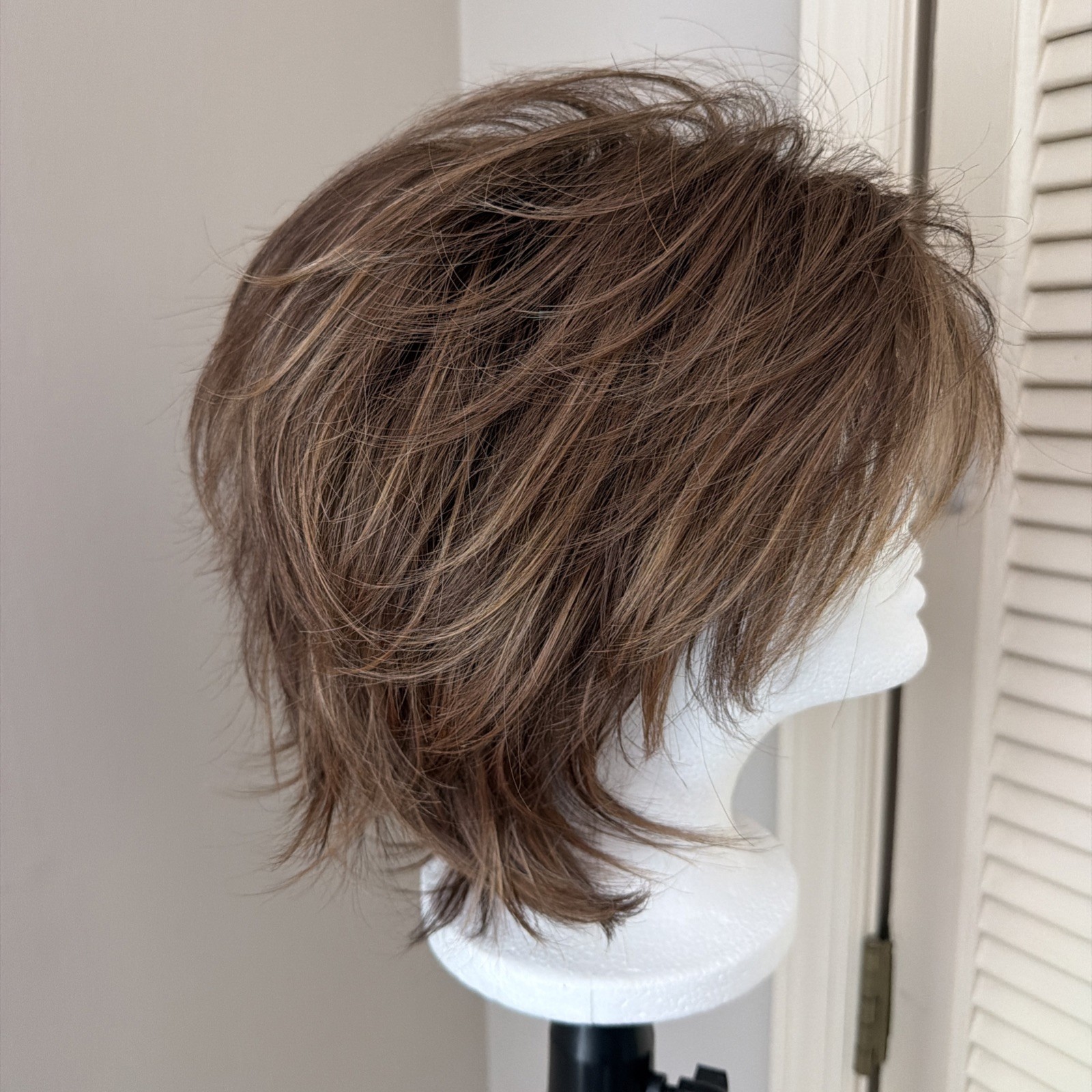 Noriko Sky Wig Large Cap Raisin Glaze W Highlights Lace Front Layered Straight