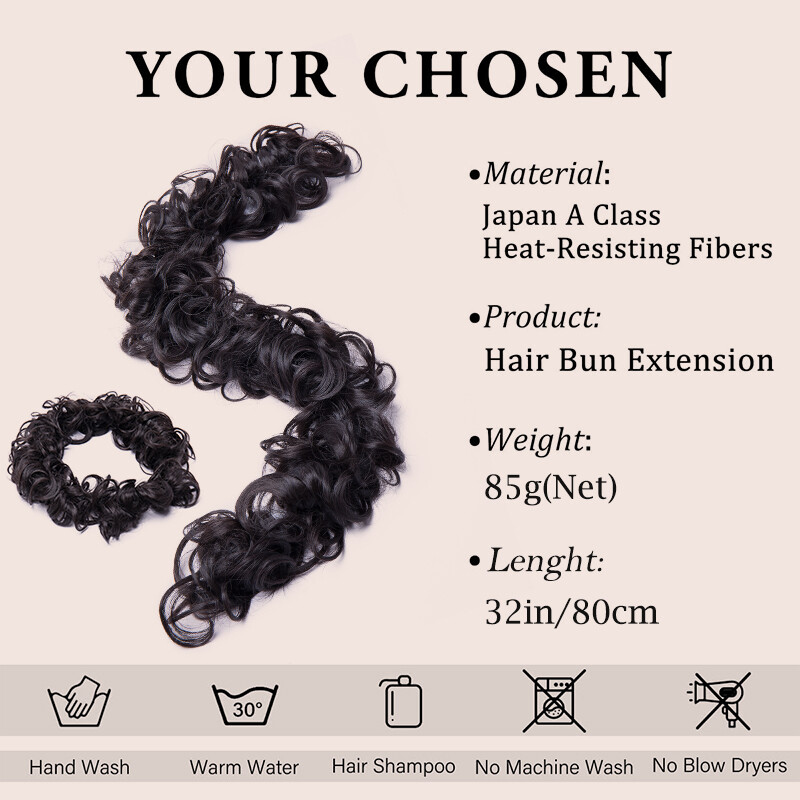 Long Curly Messy Bun Piece Scrunchie Updo Thick Hair Extensions Real As Human US