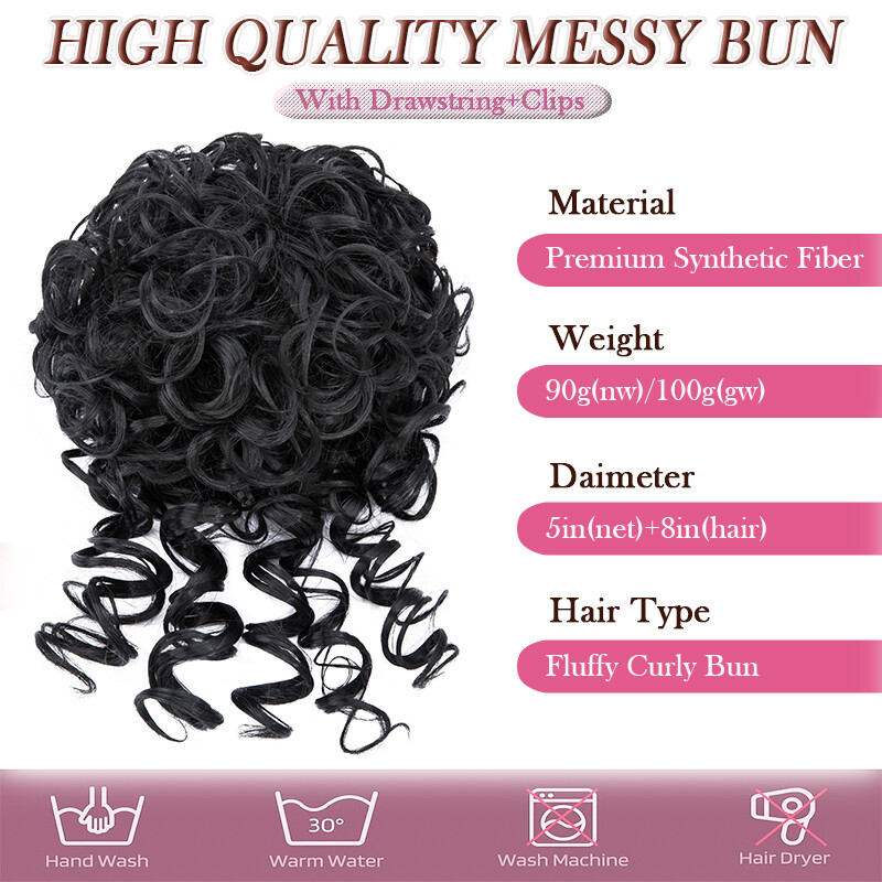 Drawstring Kinky Curly Afro Bun Clip In Puff Pony Tail Hair Extension Wedding US