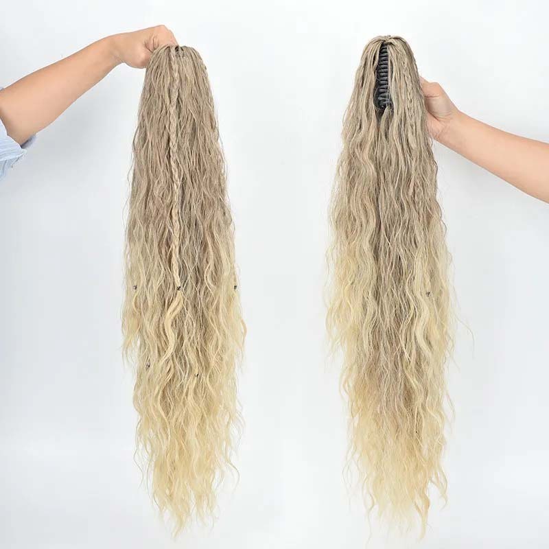 Corn Wave Ponytail Extension Claw Clip 26″ Long Synthetic Women Fluffy