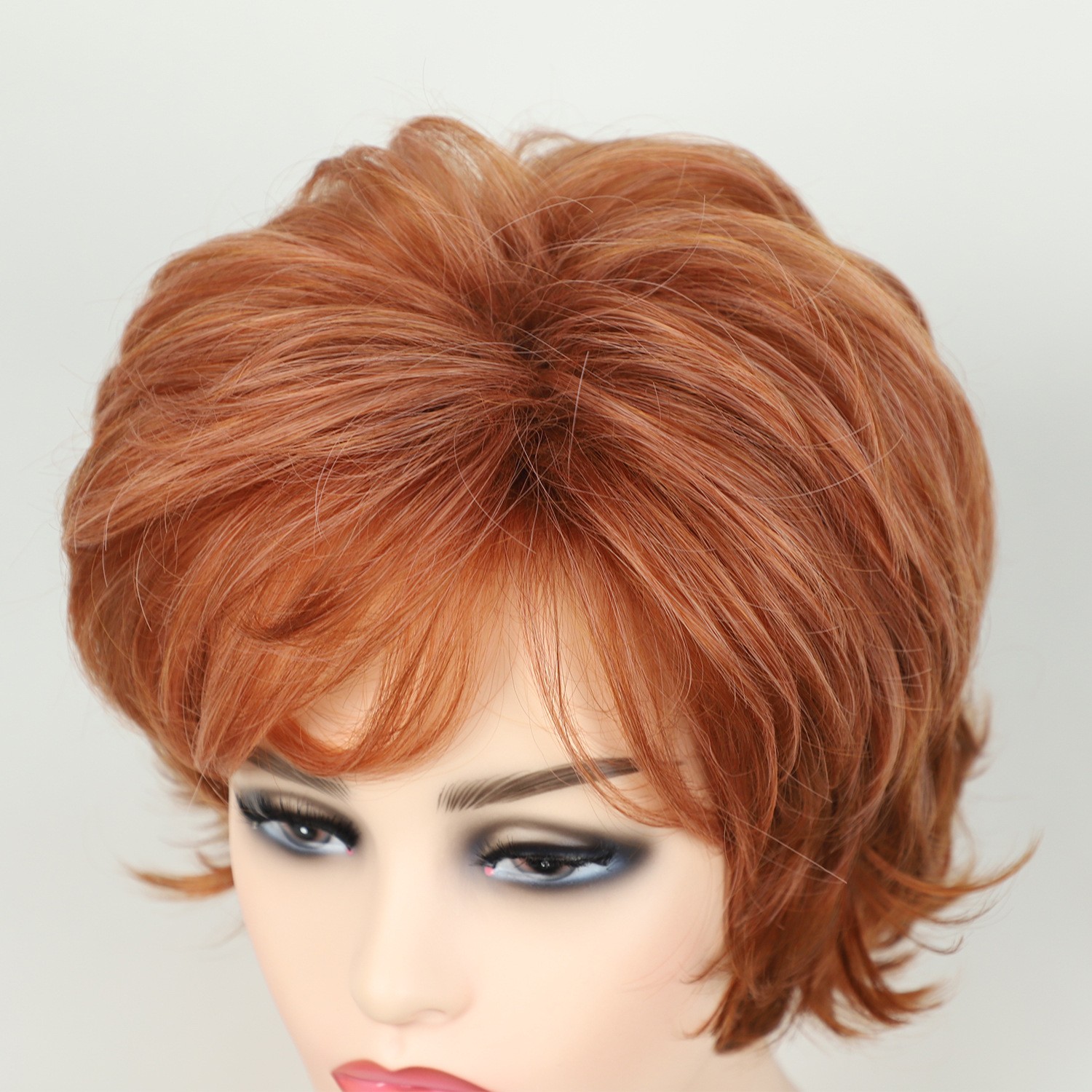 11in Auburn Short Wavy Wig Heat Resistant Synthetic Halloween Cosplay Party
