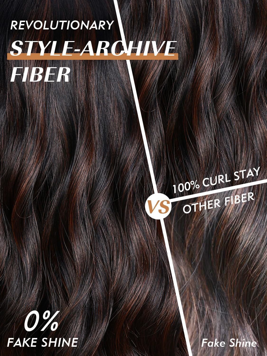 Highlight Short Water Wave Curly Wig Heat Resistant Synthetic Full Wig for Women