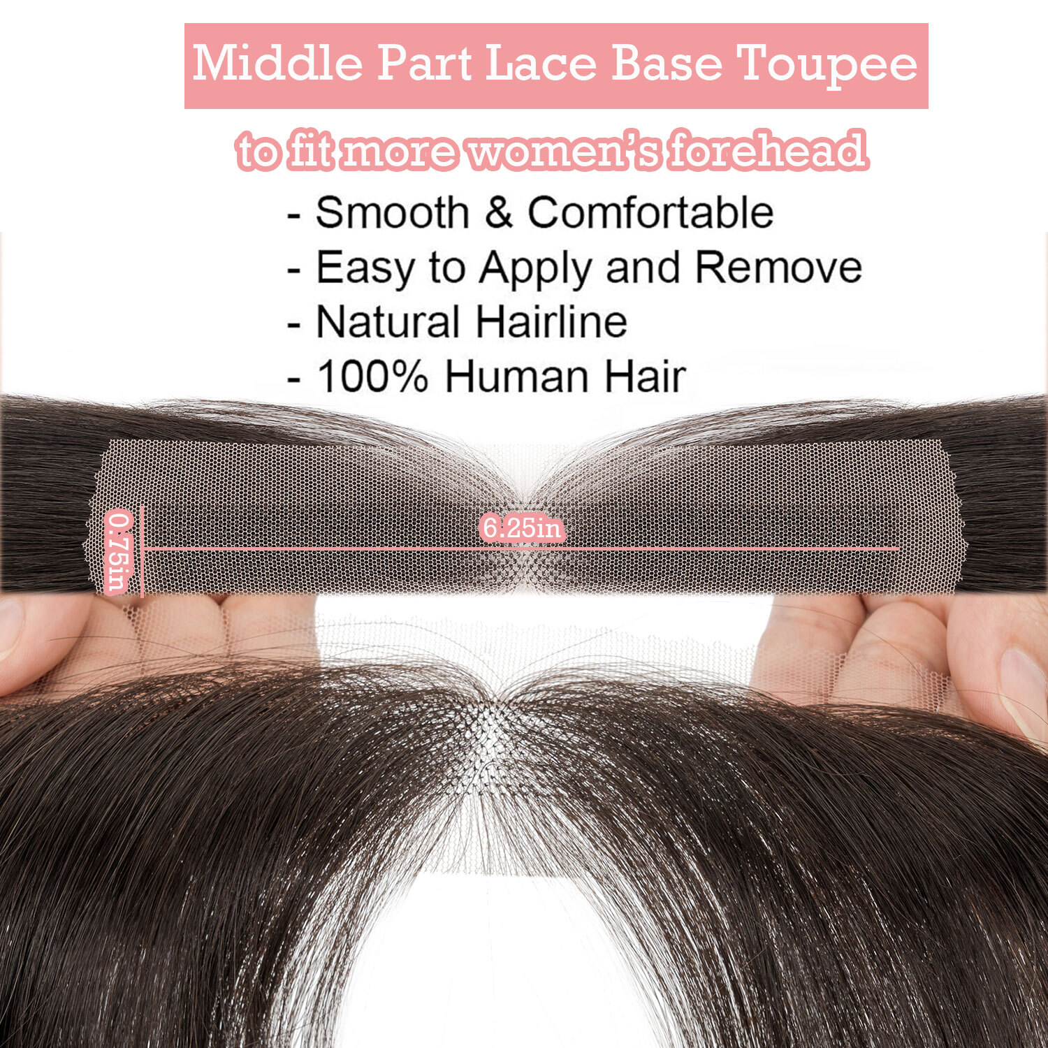 USA FULL LACE HAND-TIED FRONT HAIRLINE HUMAN HAIR PATCHES Hairpiece Women Topper