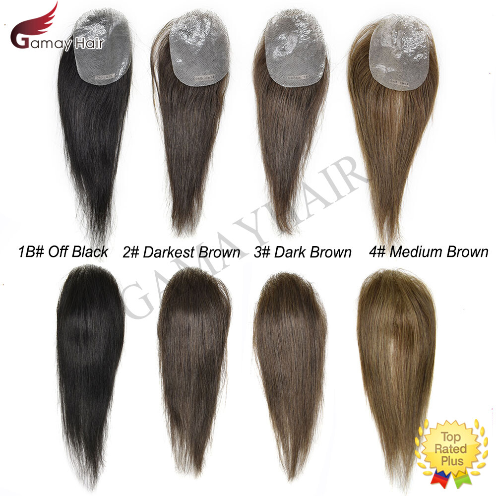 Invisible Women Topper Full Poly Human Hair Top Piece Skin Pu Toupee 6″-16″ US