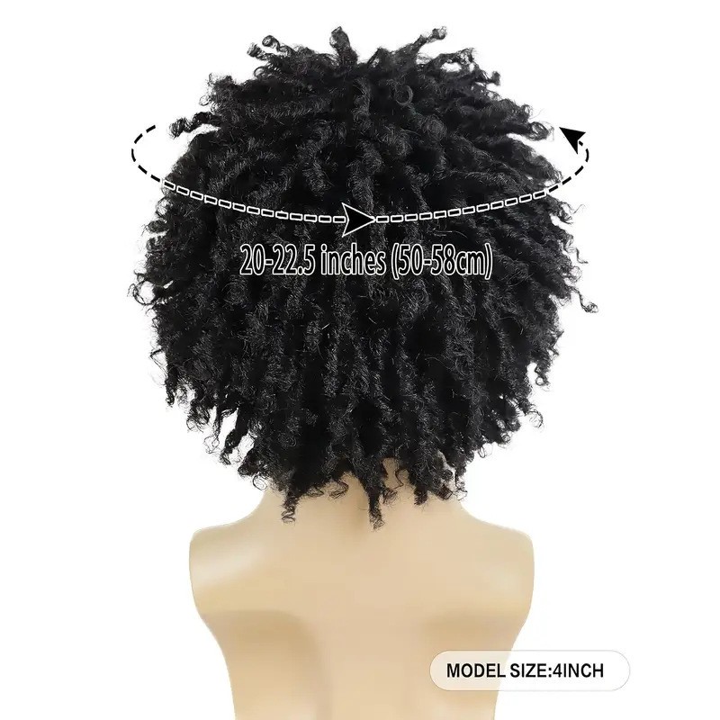 Men’s Short Afro Kinky Curly Synthetic Wig African American Twist Hair Black Bro