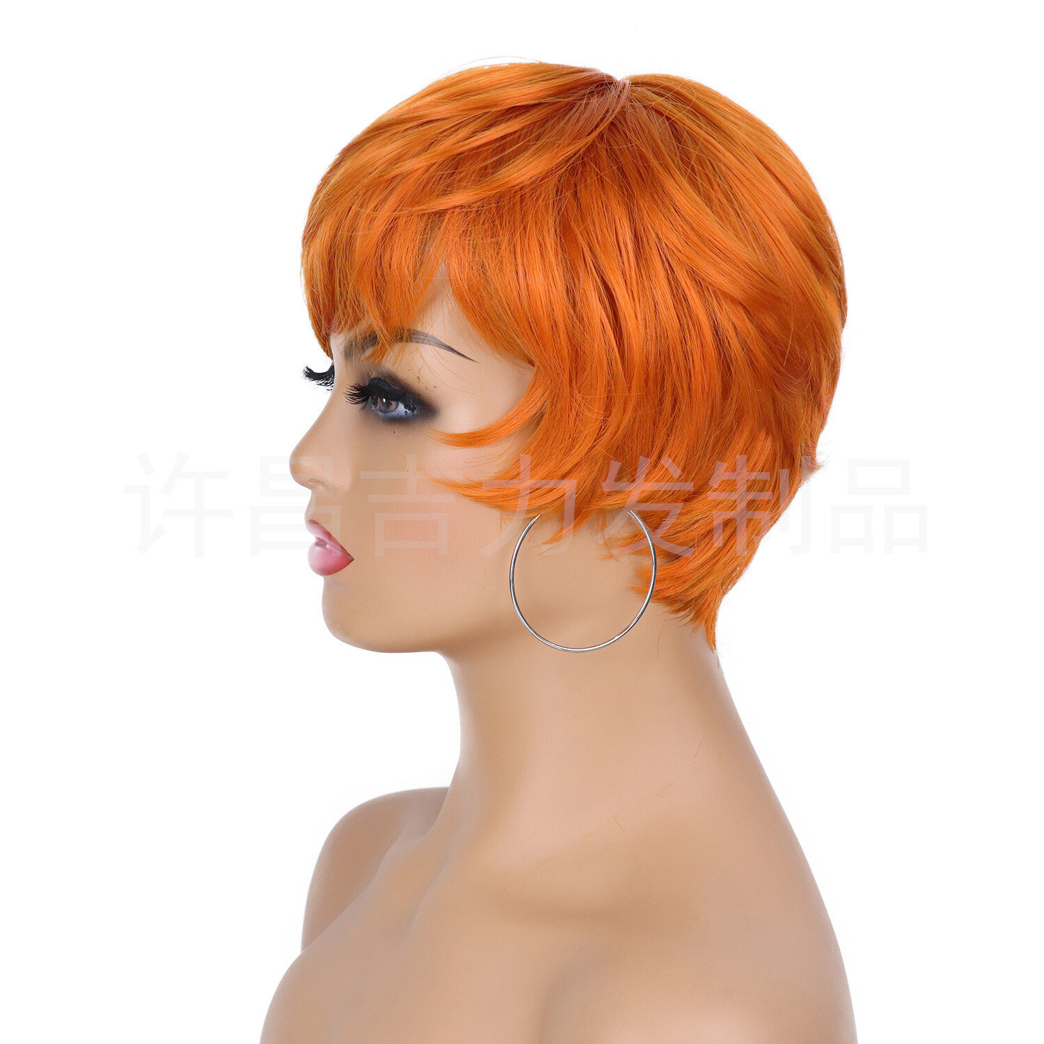 Straight Orange Pixie Cut Wigs Short Wig Party wigs Daily Wear