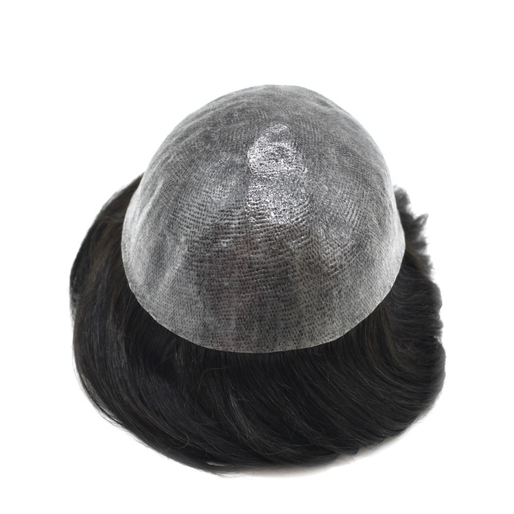 Full Poly Skin Mens Toupee Injected PU Human Hair Toupee Replacement Wig for Men