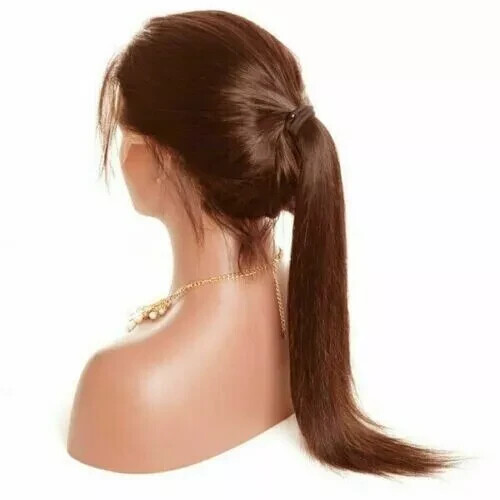 28″ SILK BASE TOP BRAZILIAN GLUELESS FULL LACE WIG LIGHT BROWN 4# 200% DENSITY