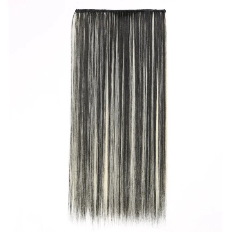 24in Synthetic Long Straight Clip In One Piece Hair Extension 5 Clips Fake Hair