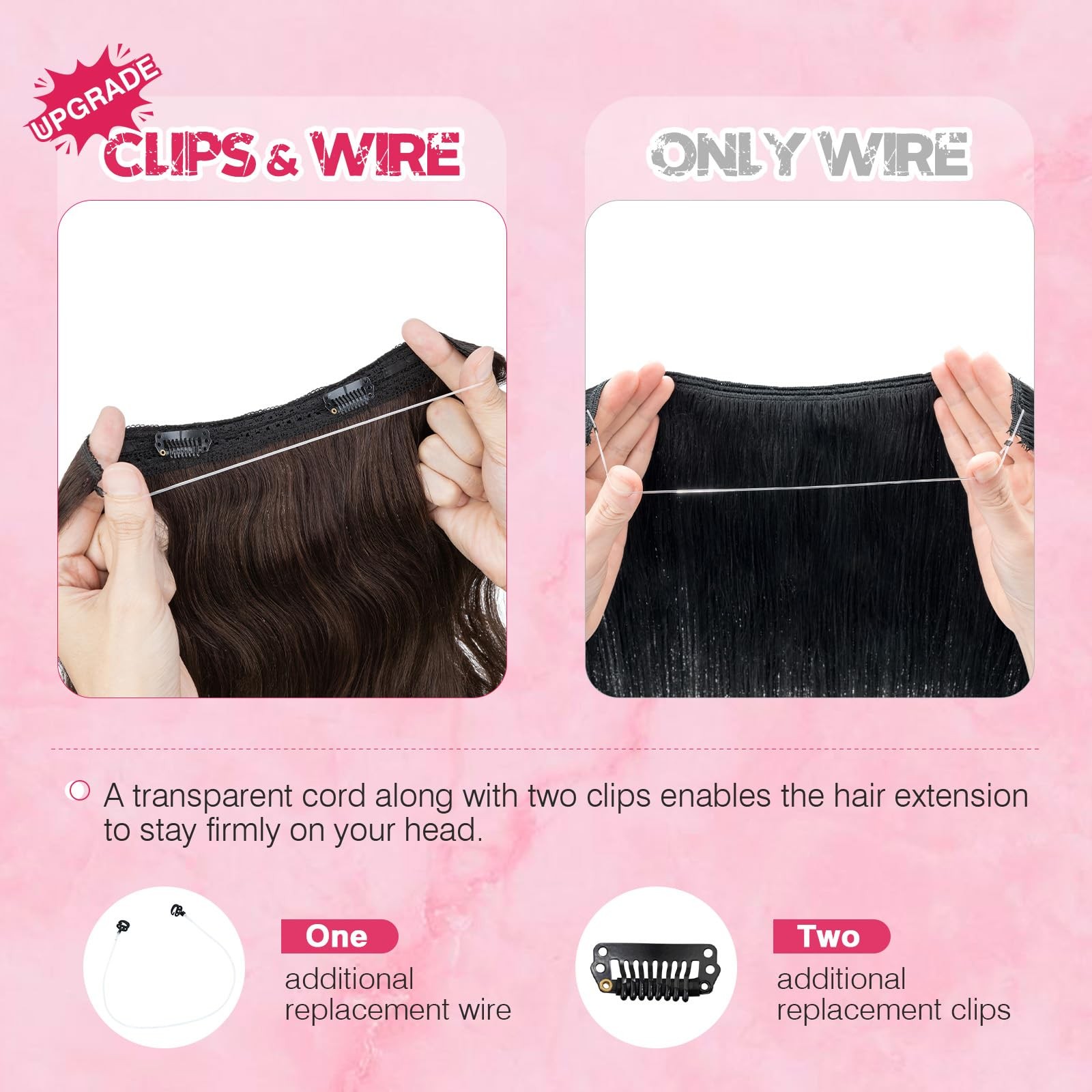 Halo Hair Extensions Real Human Hair My-Lady Adjustable Halo Extensions Real