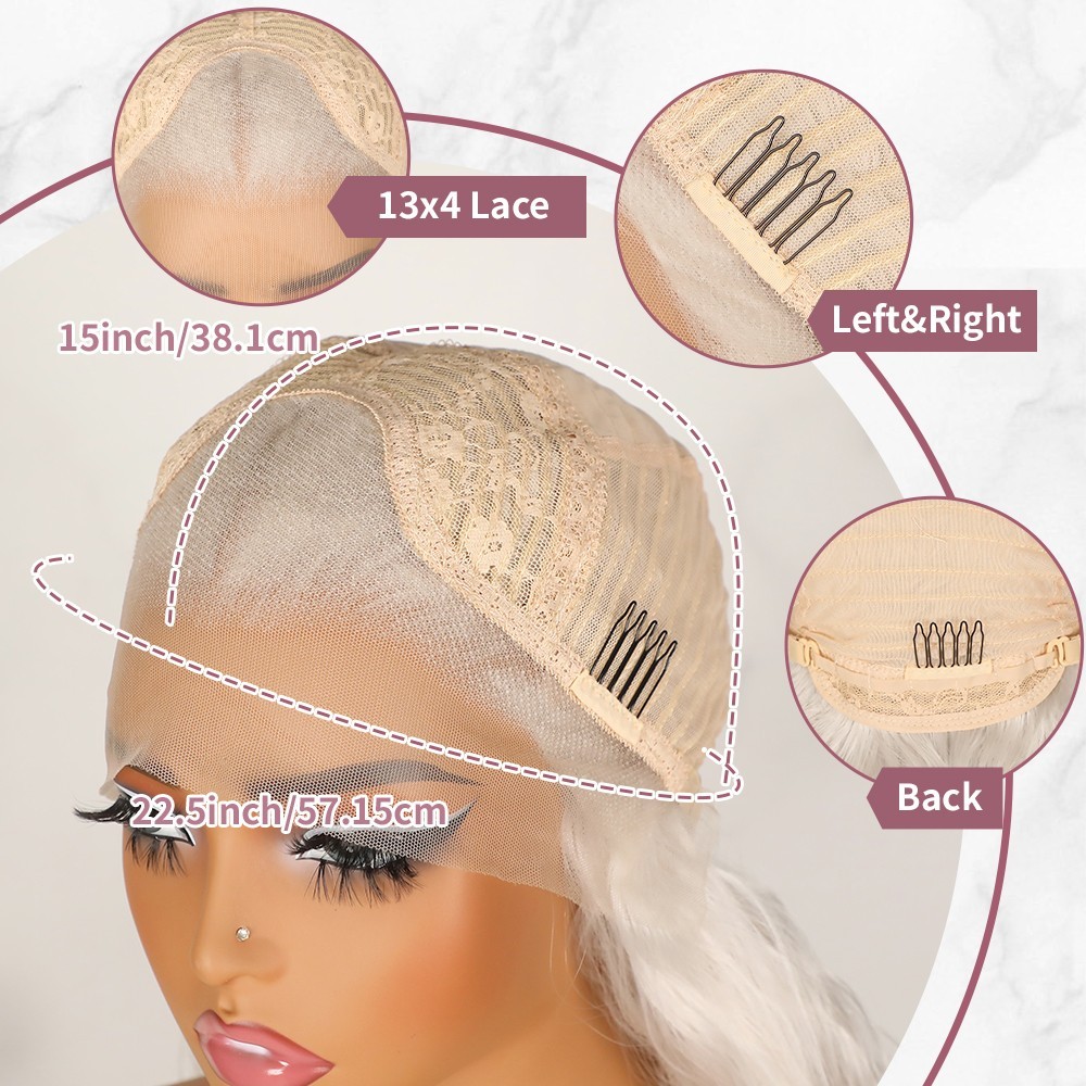White Hair Loose Curly Water Wave Synthetic Lace Front Wigs Heat Resistant Party