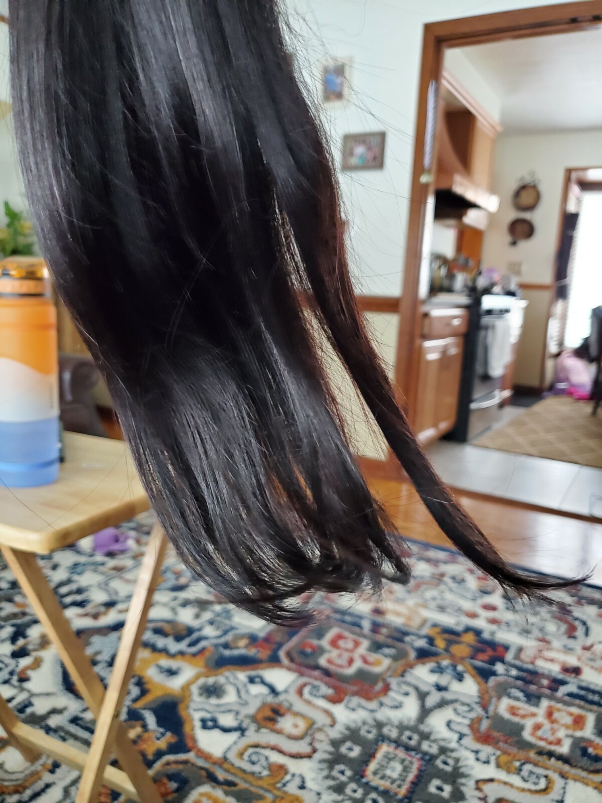 #1B Natural Black Clip in Hair Extensions Real Human Hair, 16 Inch 120g