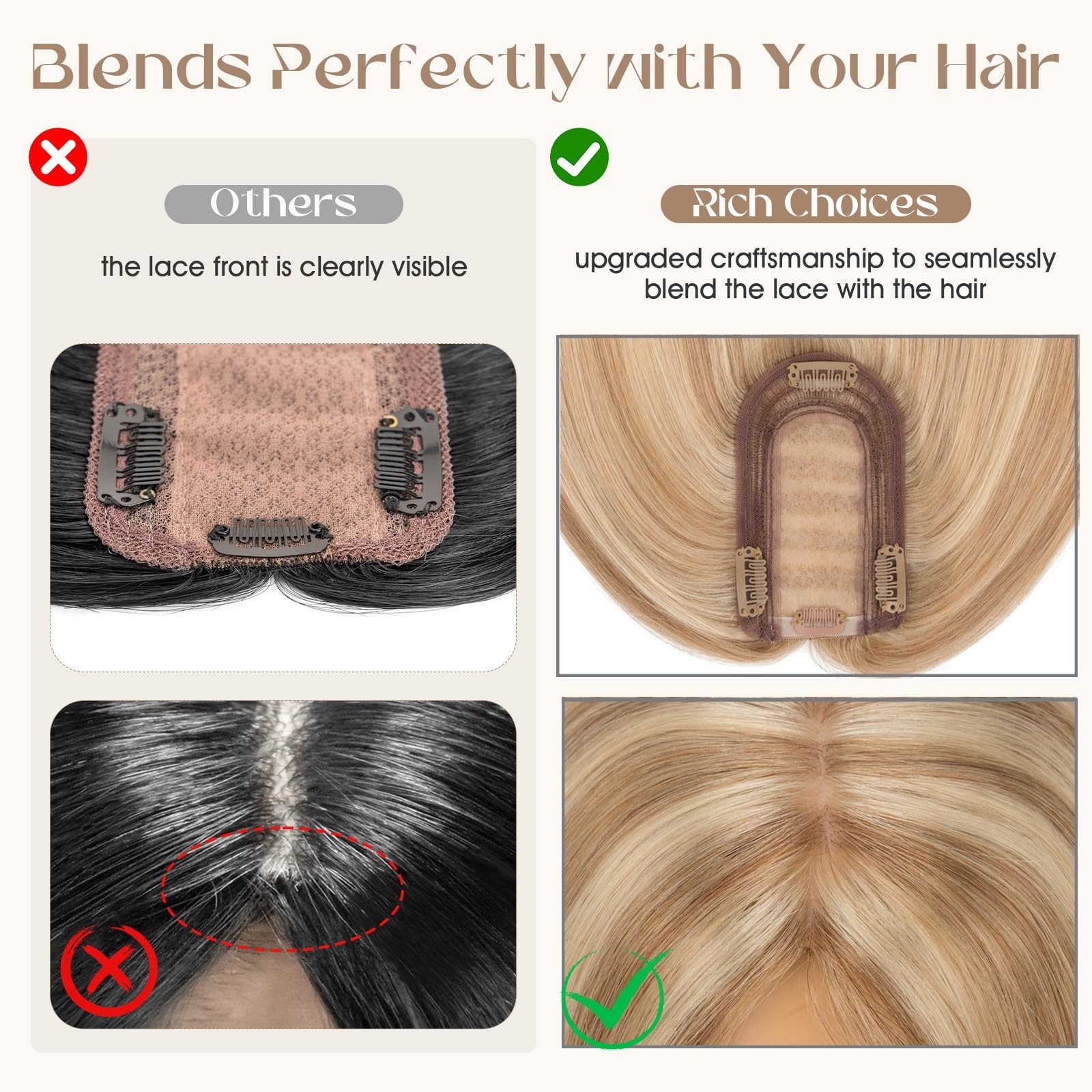 Rich Choices Hair Toppers For Women Real Human Hair No Bangs 100 Human Remy