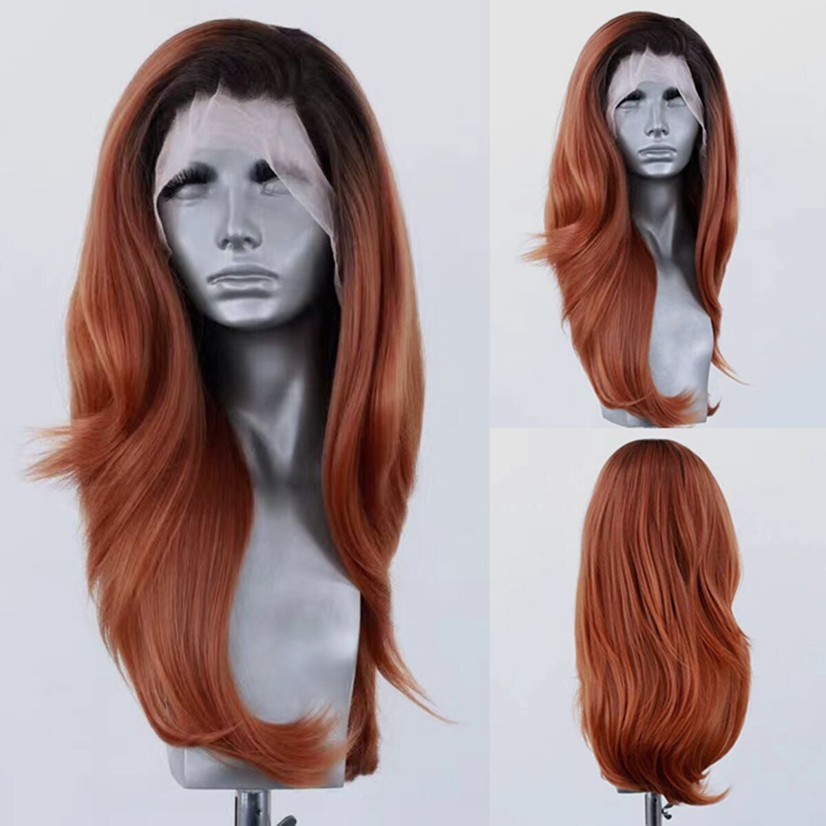 Lace Wig Heat Resistant Synthetic Lace Front Wig Long Natural Wave Mix Blonde