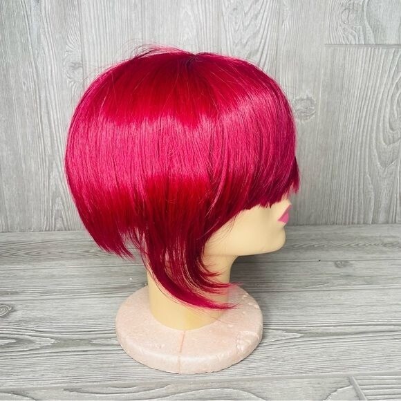 Short red asymmetrical wig hair accessory Halloween Lolita cosplay wig