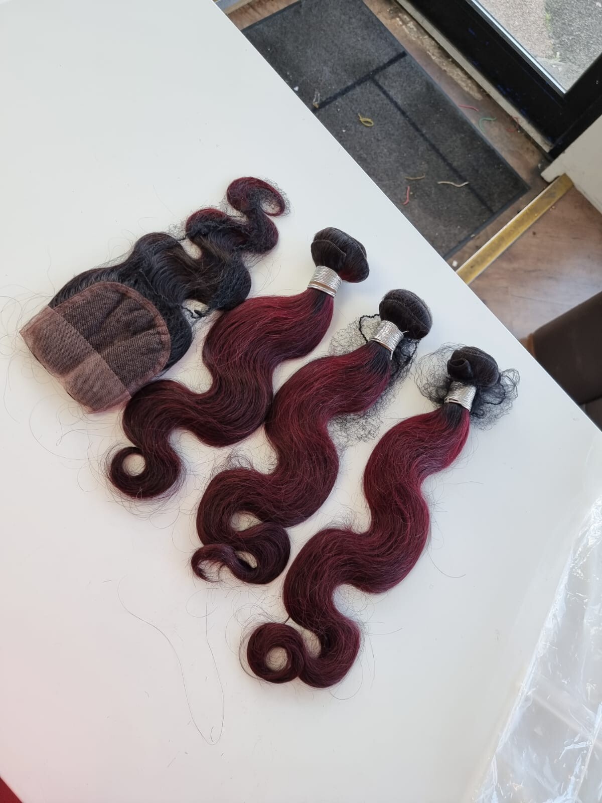 12A 1b#/99j ROOT OMBRE BRAZILIAN VIRGIN HUMAN HAIR BODY WAVE 16+18+20&14 CLOSURE
