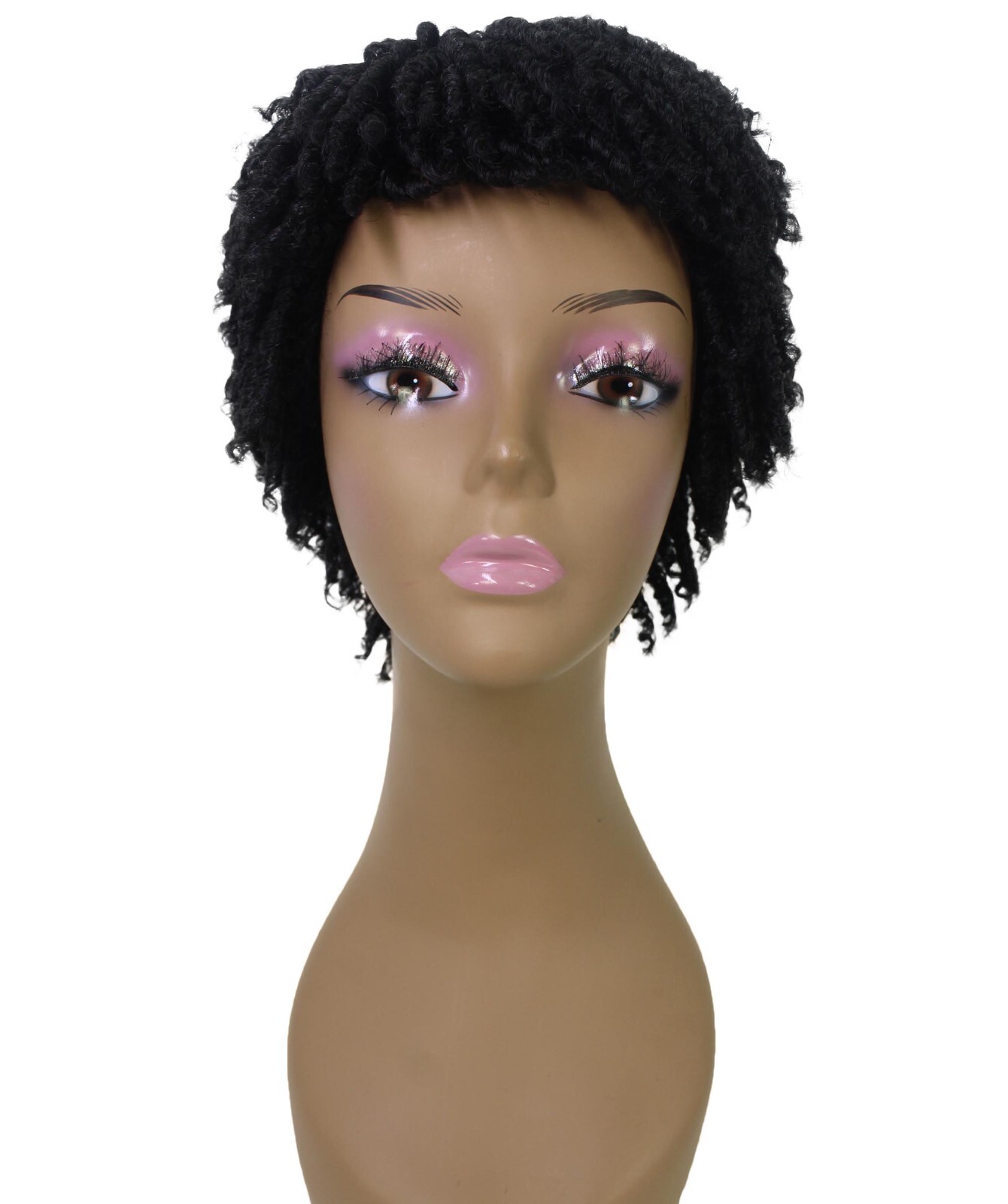 LUXLUXE Kayla Curly Locs 11″ Full Wig Full Cap Wig, Heat Resistant Fiber BF-0001
